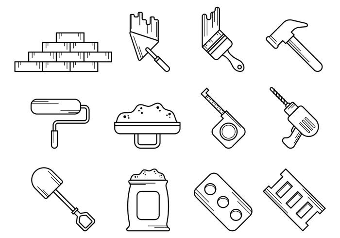 Set Van Metselgereedschap Vector