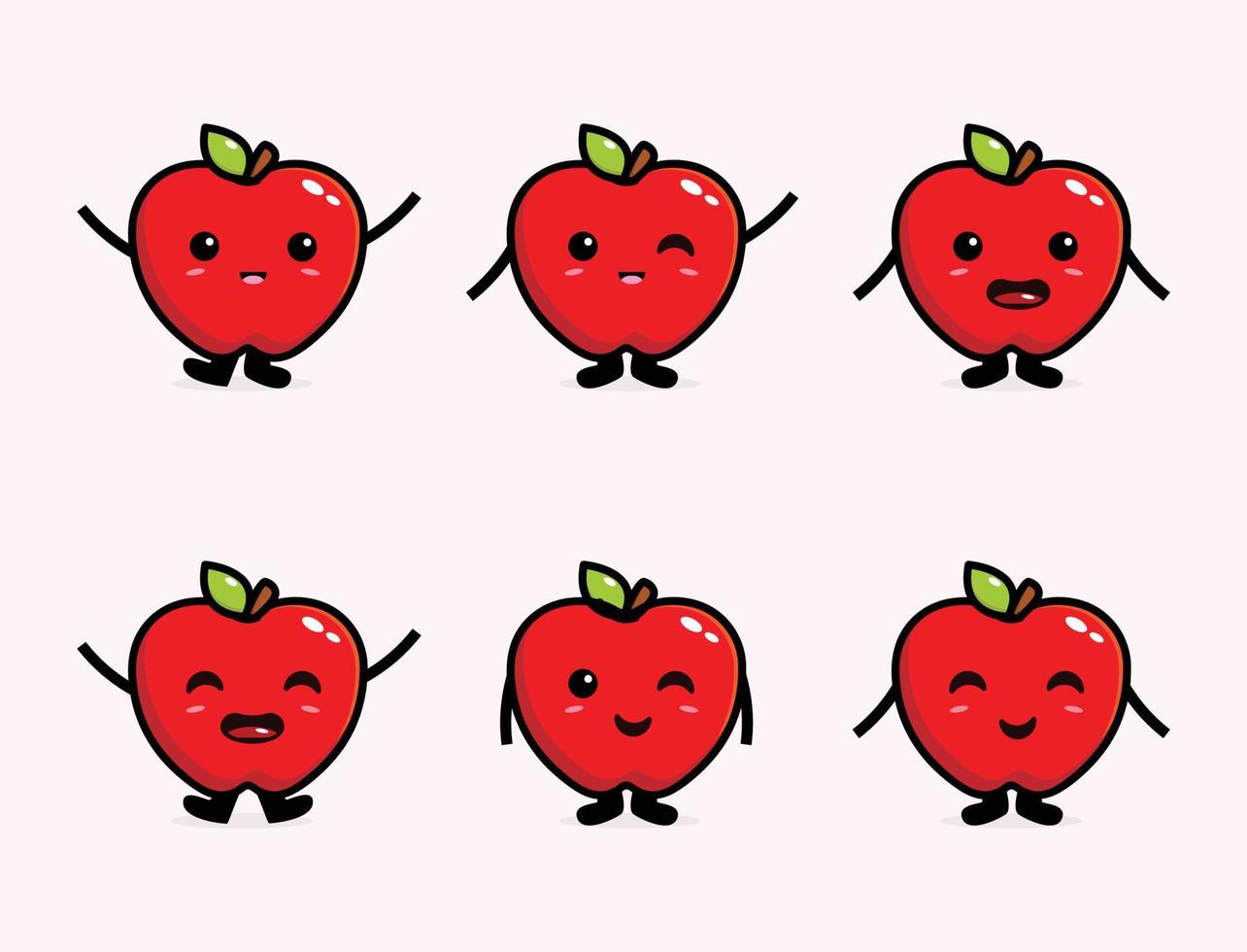 Kawai zoet vers appel fruit schattig uitdrukking ontwerp vector