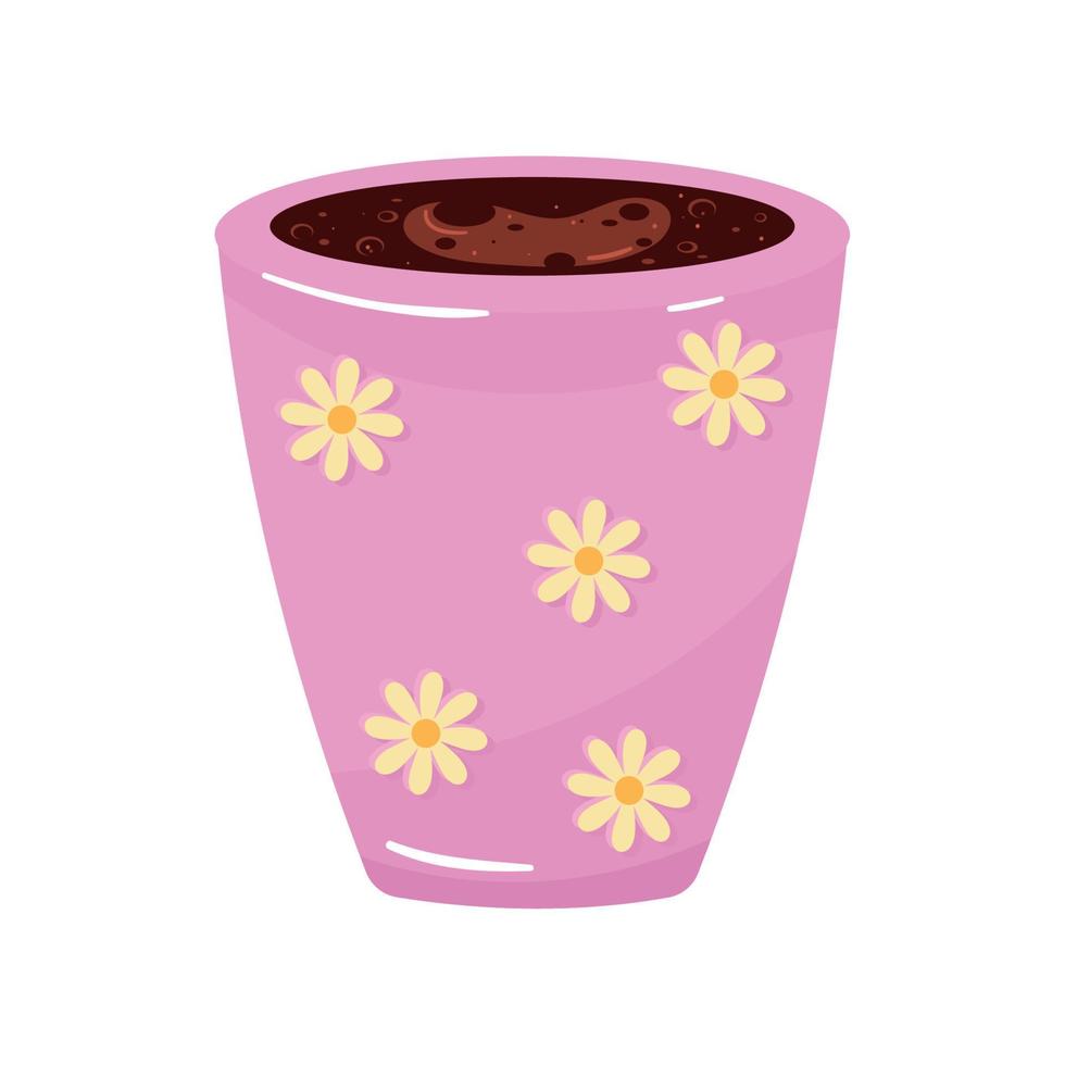 roze koffie mok met bloemen vector