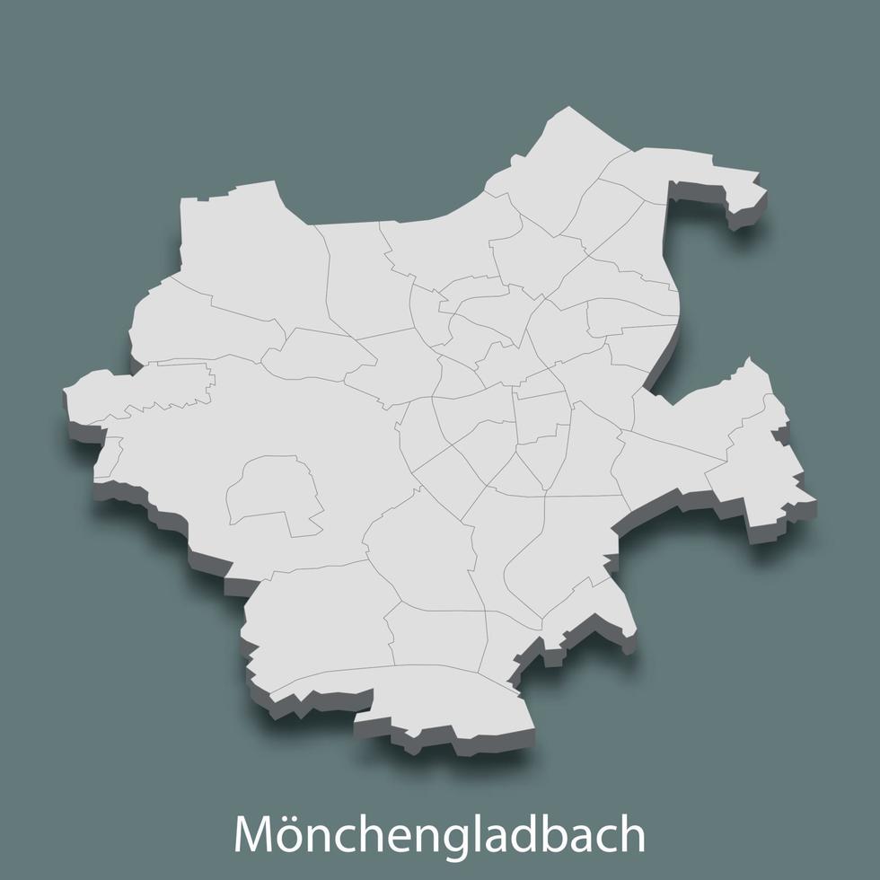 3d isometrische kaart van monchengladbach vector