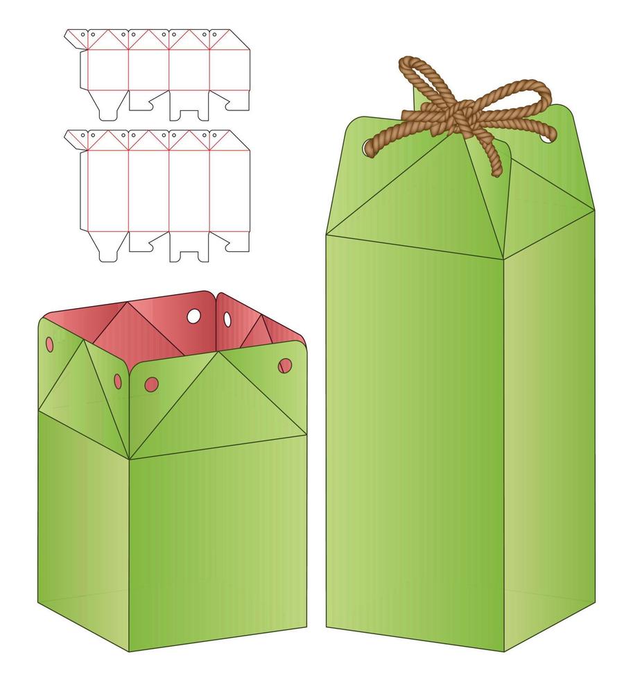 doos verpakking gestanst sjabloonontwerp. 3D-model vector