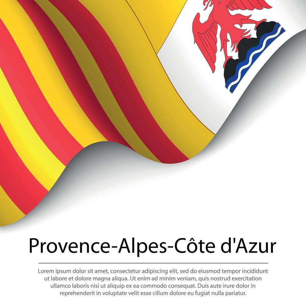 golvend vlag van provence-alpes-cote d'azur is een regio van Frankrijk vector