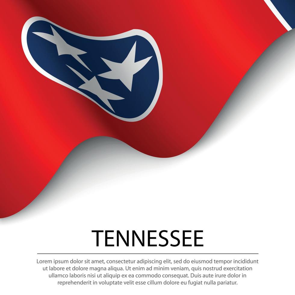 golvend vlag van Tennessee is een staat van Verenigde Staten van Amerika Aan wit achtergrond. vector