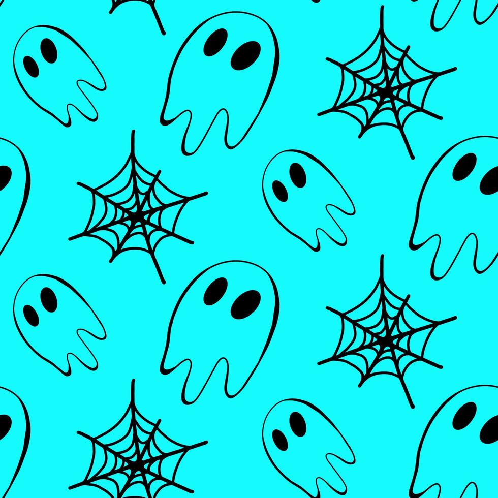 vector halloween spook, spinnenweb naadloze patroon geïsoleerd op een witte achtergrond. leuke illustratie voor seizoensgebonden ontwerp, textiel, decoratie kinderspeelkamer of wenskaart. handgetekende prints en doodle.