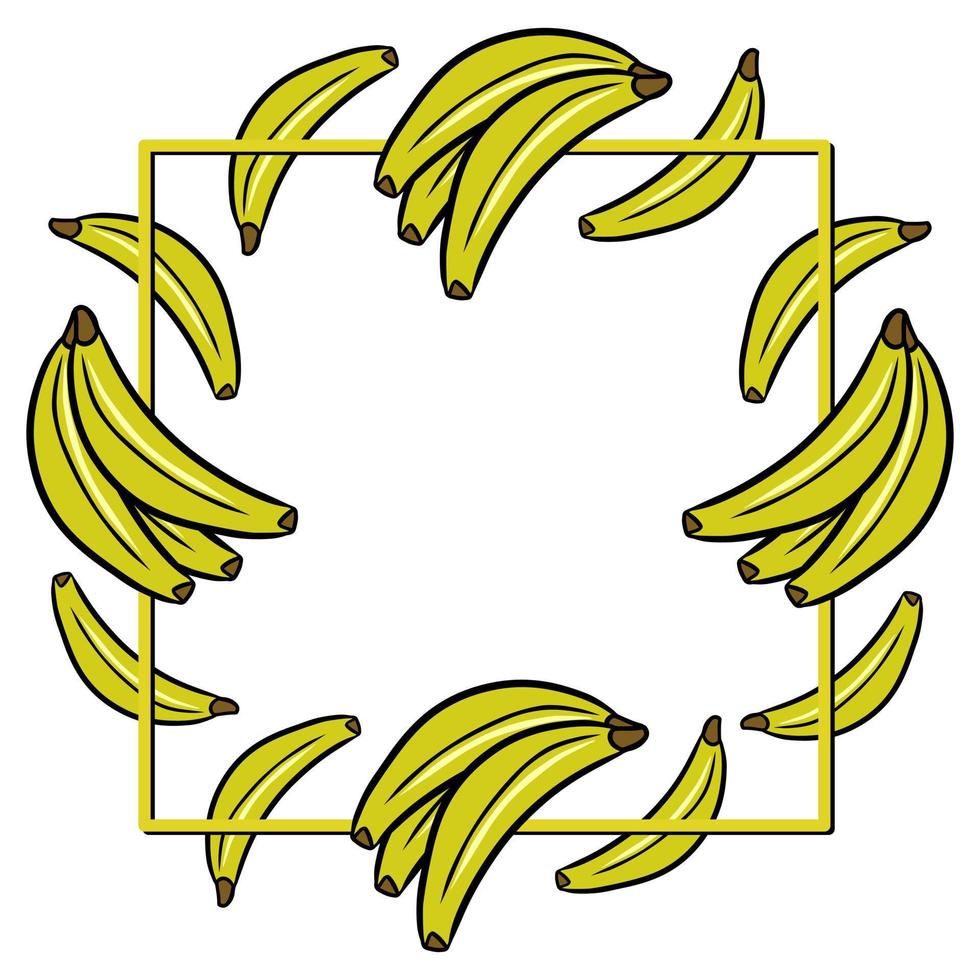 plein kader, helder geel rijp banaan fruit, kopiëren ruimte, vector illustratie in tekenfilm stijl Aan een wit achtergrond