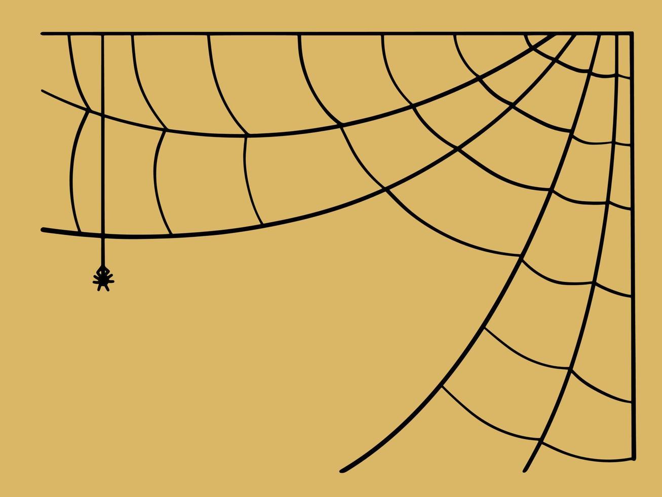 hoekig herfst kader, zwart web met een klein spin, halloween, vector illustratie Aan een oranje achtergrond