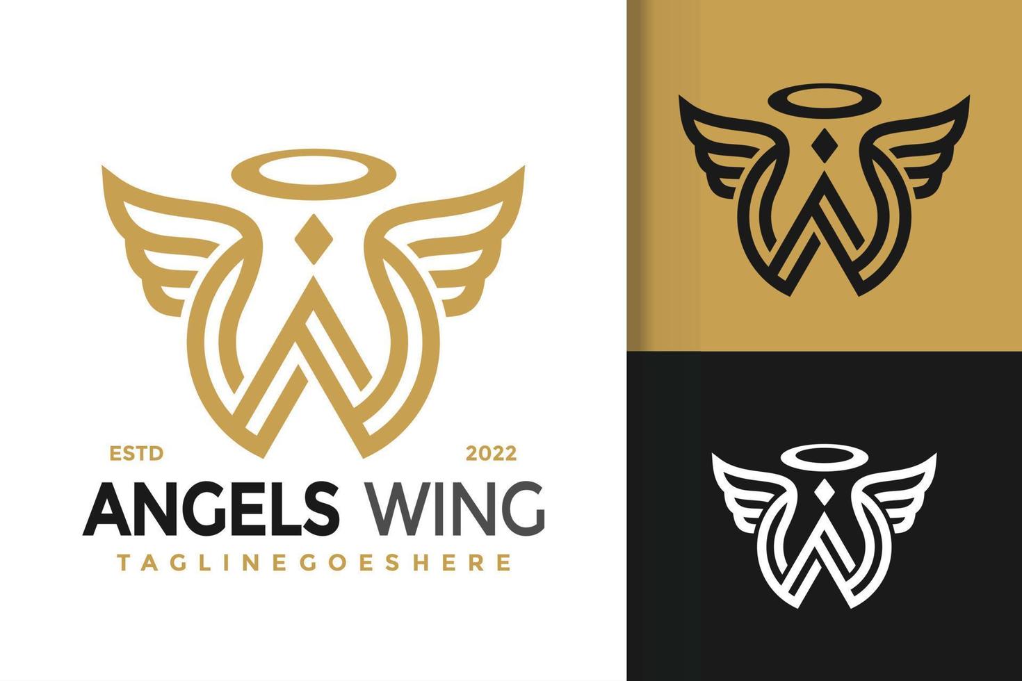 brief w engel Vleugels logo ontwerp, merk identiteit logos vector, modern logo, logo ontwerpen vector illustratie sjabloon