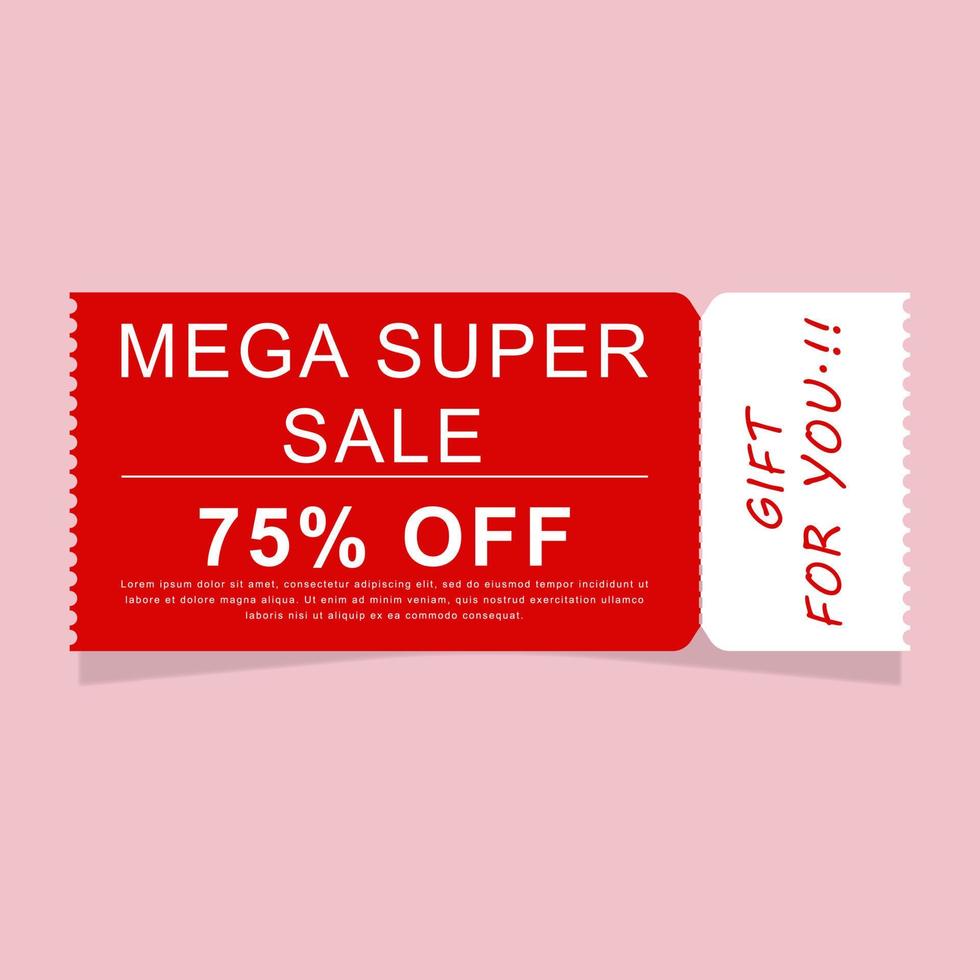 mega super uitverkoop tegoedbon of coupon. vector illustratie. eps 10.