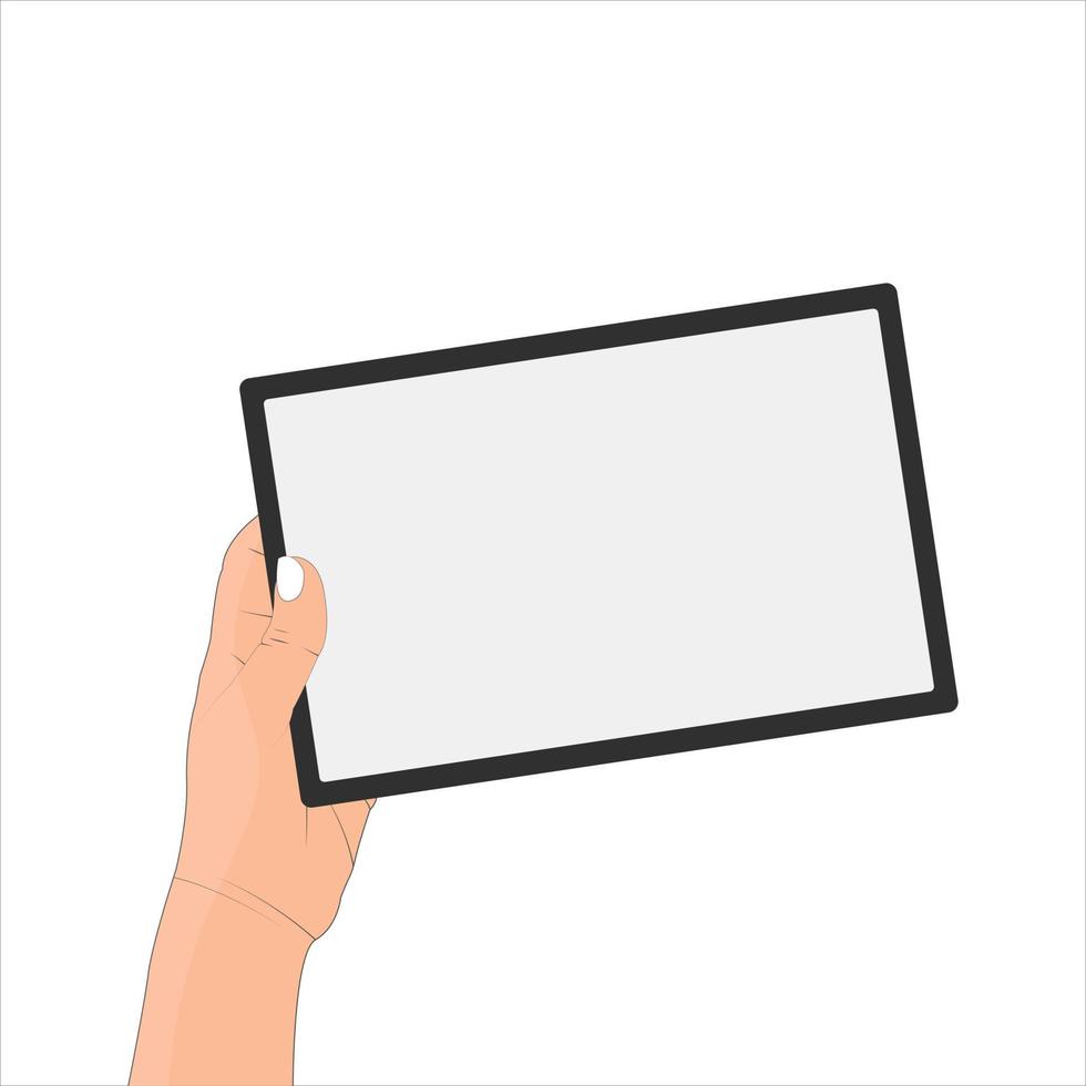 hand- Holding Notitie tab vlak ontwerp mockup vector