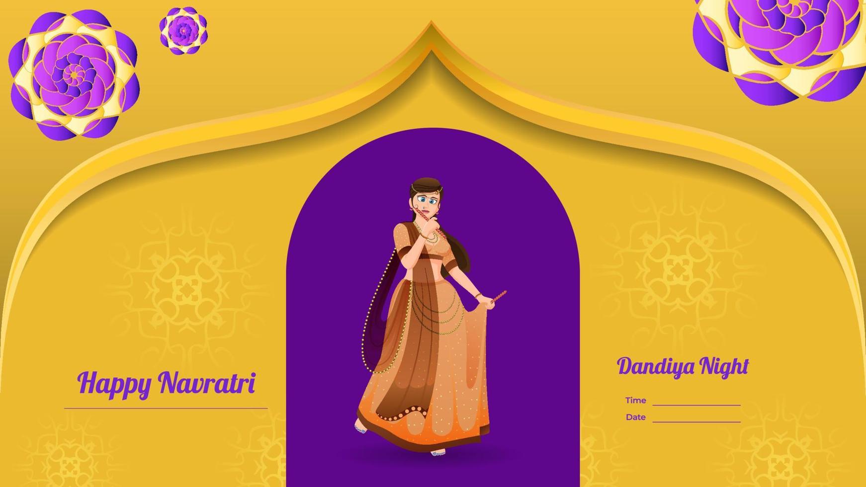 traditioneel gekleed meisje vector, creatief dandiya banier vector, gelukkig navratri. vector