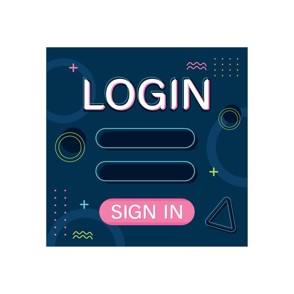 Log in sjabloon Memphis stijl vector