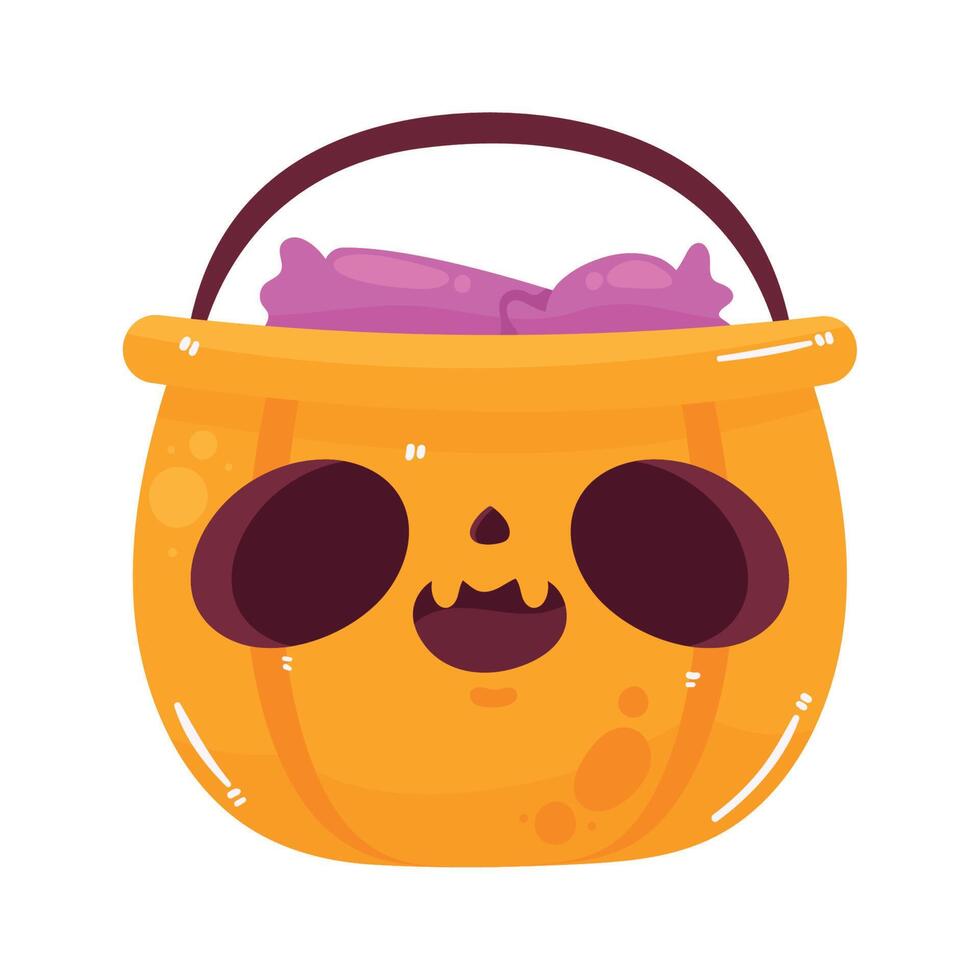 halloween pompoen pot met snoepjes vector