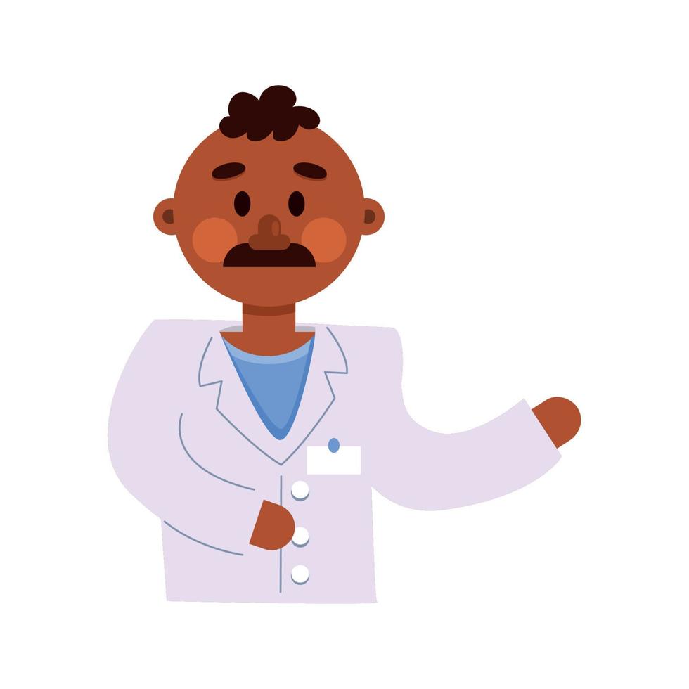 afro dokter met snor vector