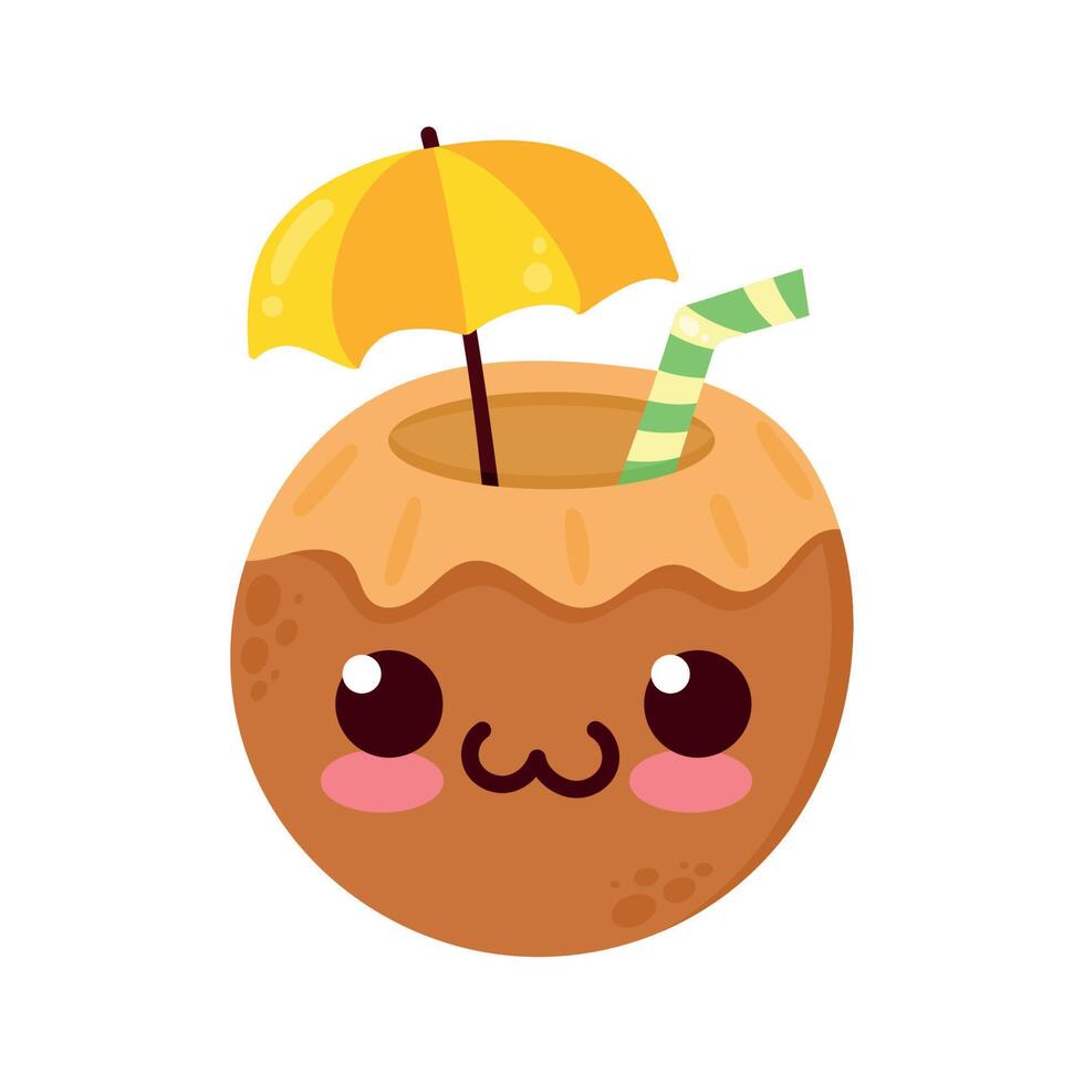 kokosnoot cocktail kawaii vector