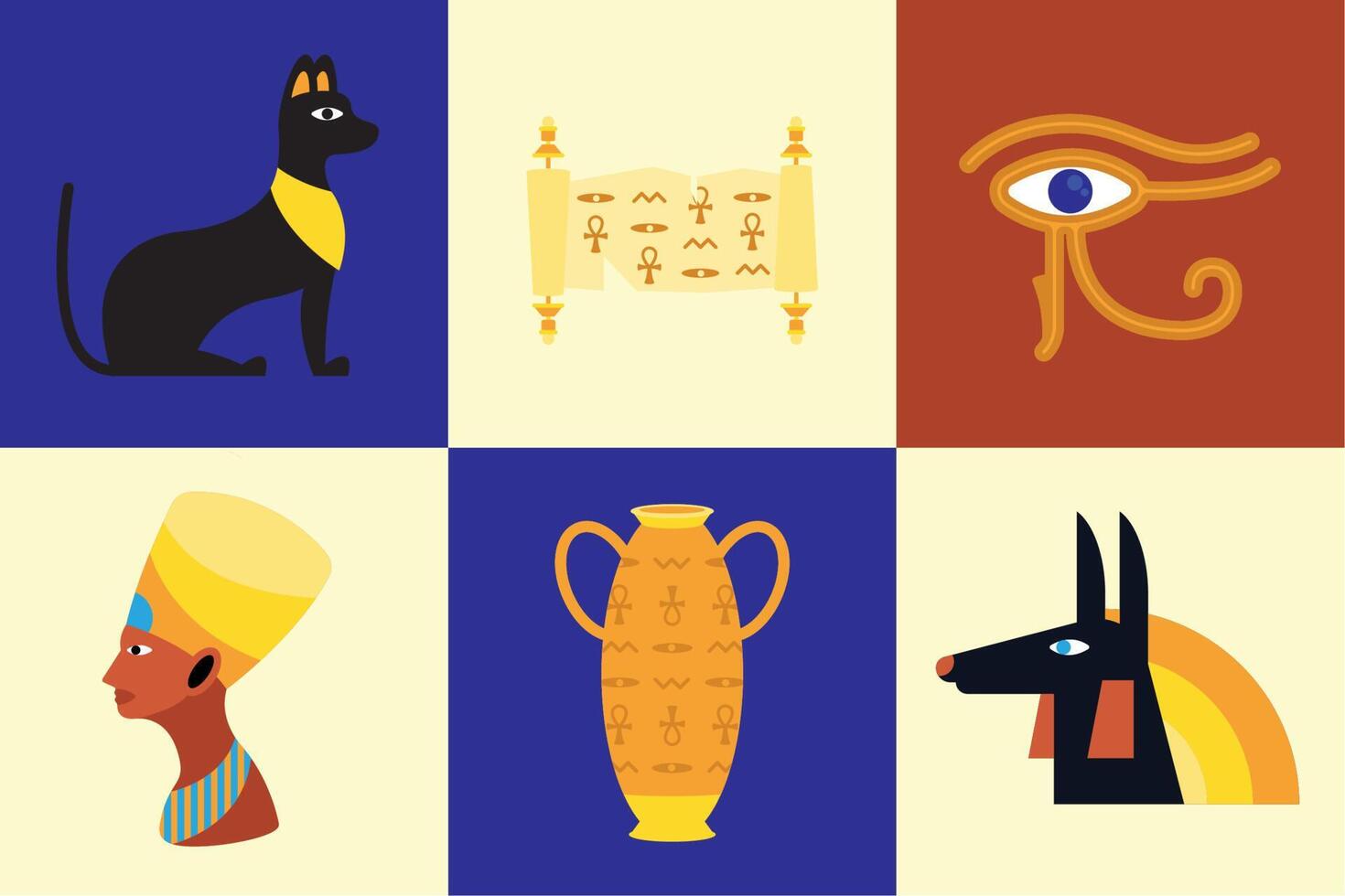 zes Egyptische cultuur pictogrammen vector