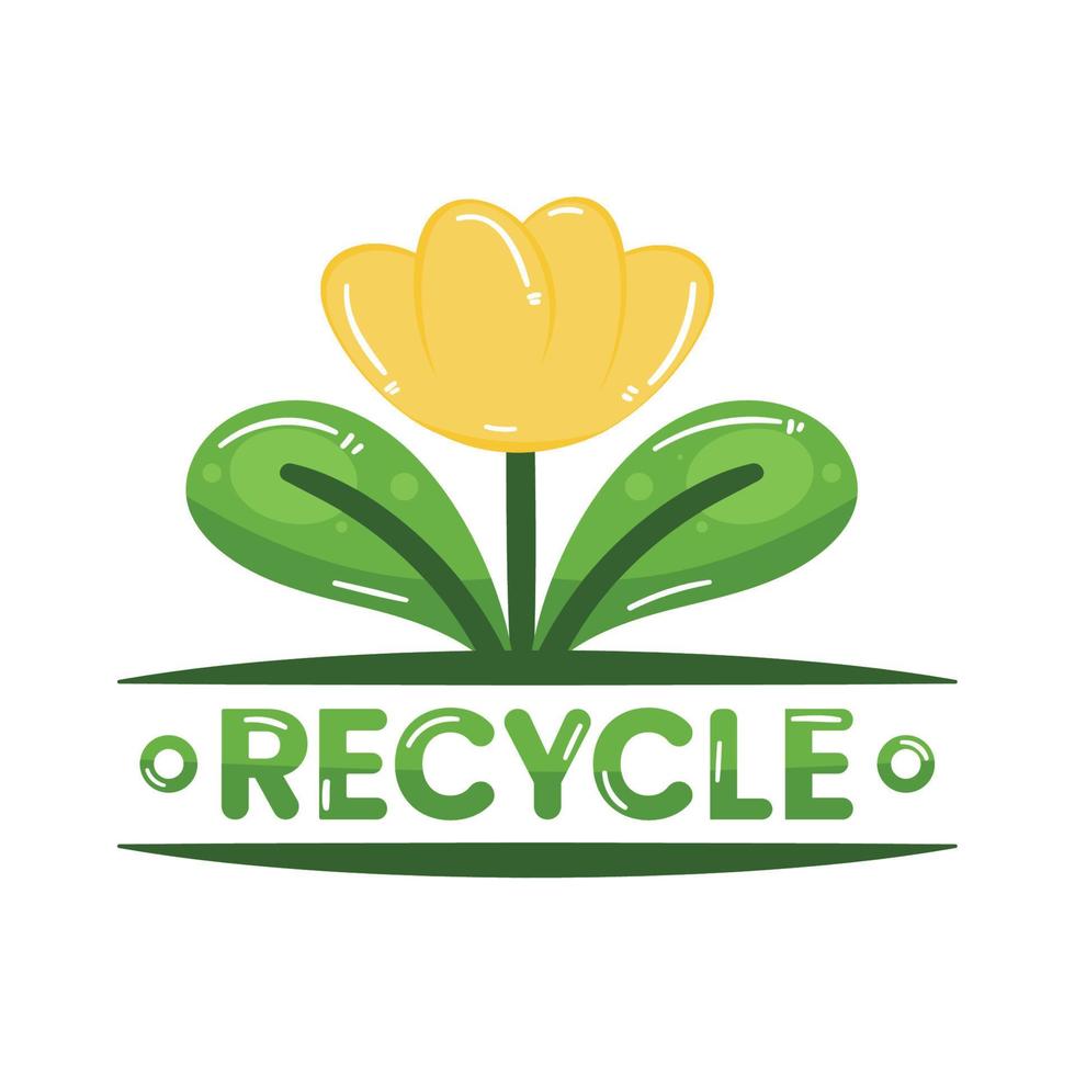 recycle woord met bloem vector