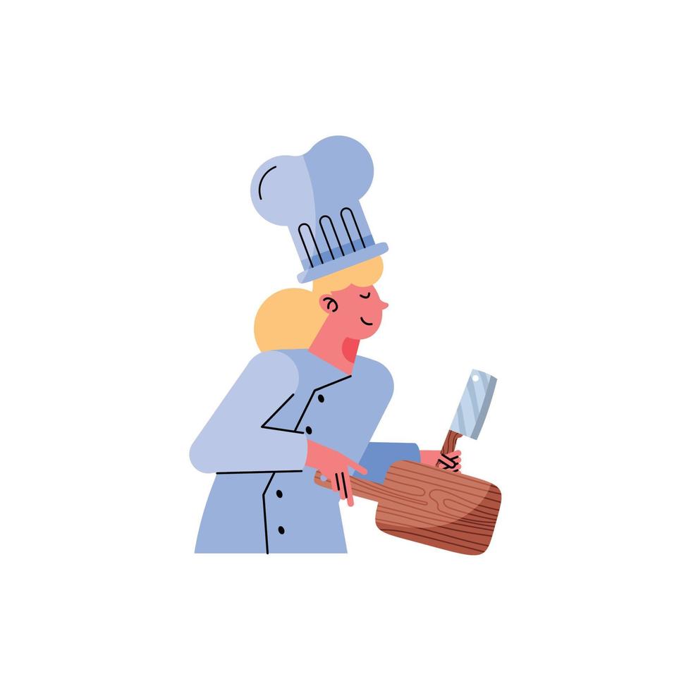 blond vrouw met keuken bord vector