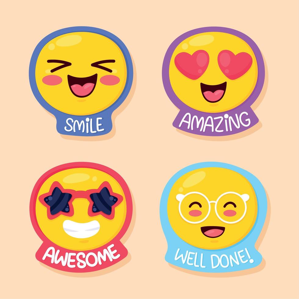 vier positief berichten stickers vector