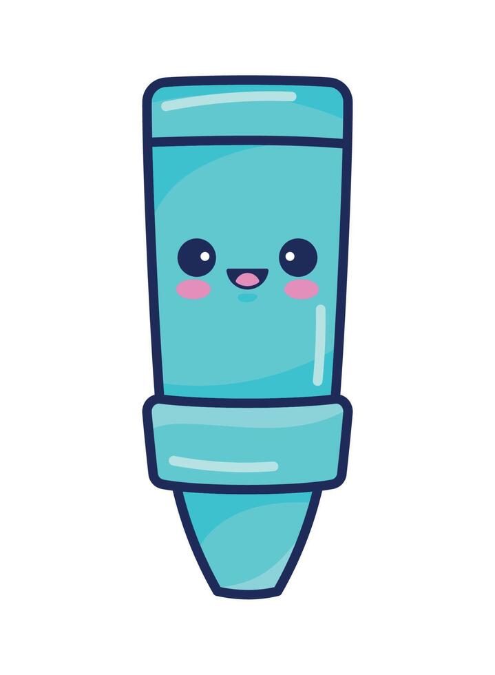 blauw krijt kawaii stijl vector