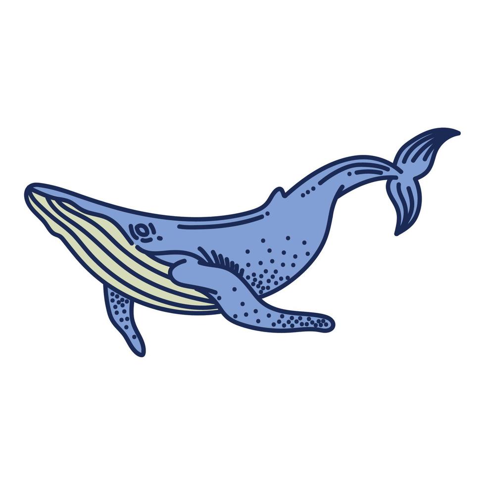 walvis zeeleven retro stijl vector