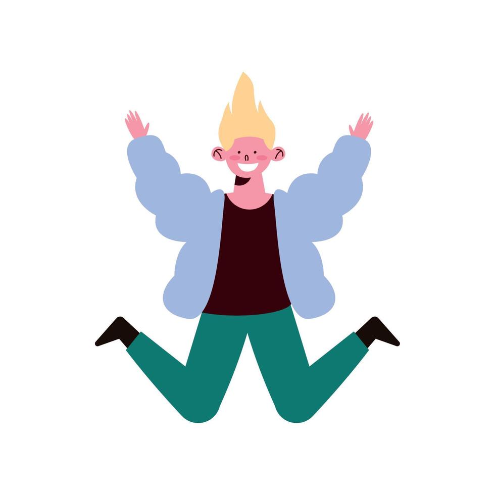 blond Mens jumping karakter vector