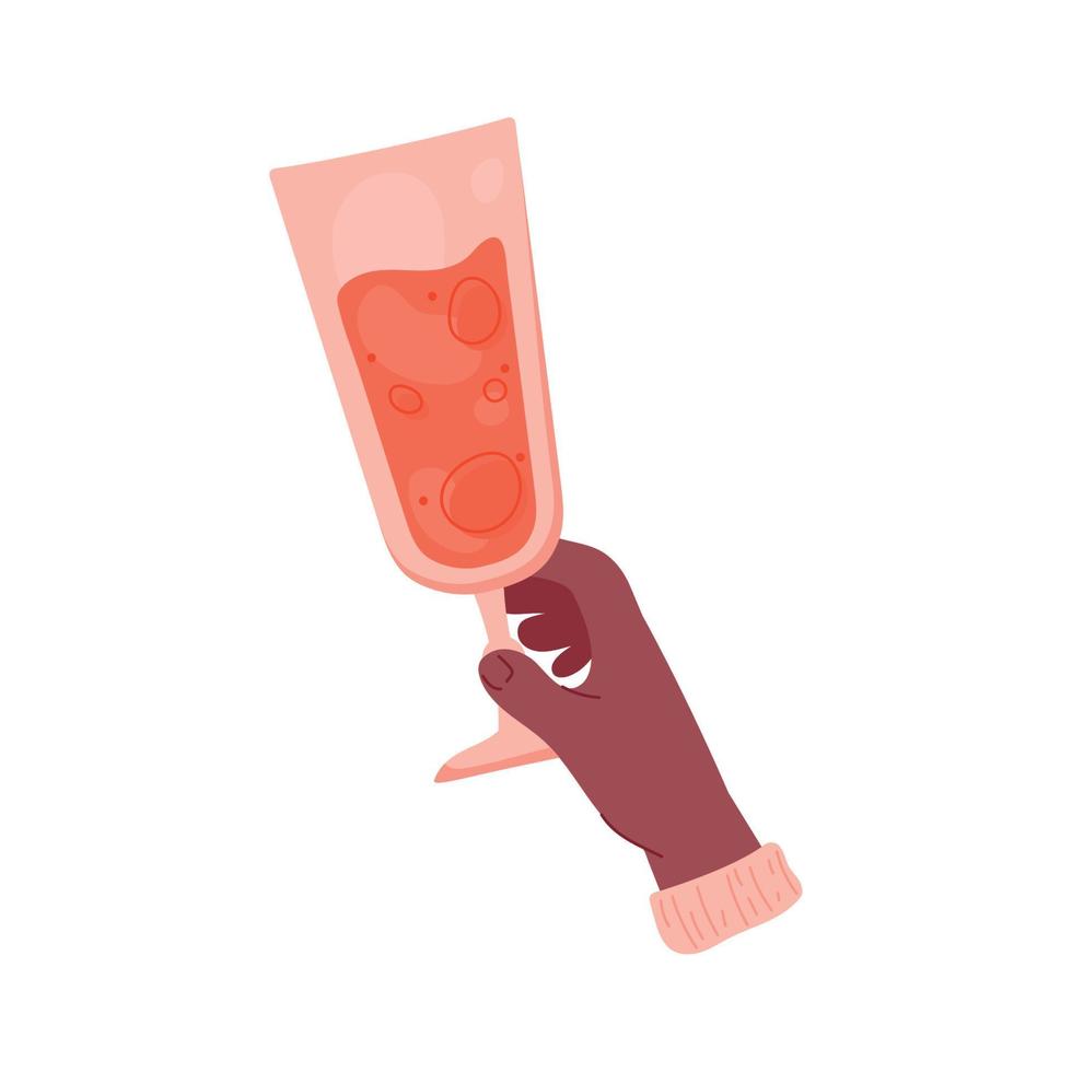 hand- met oranje cocktail vector