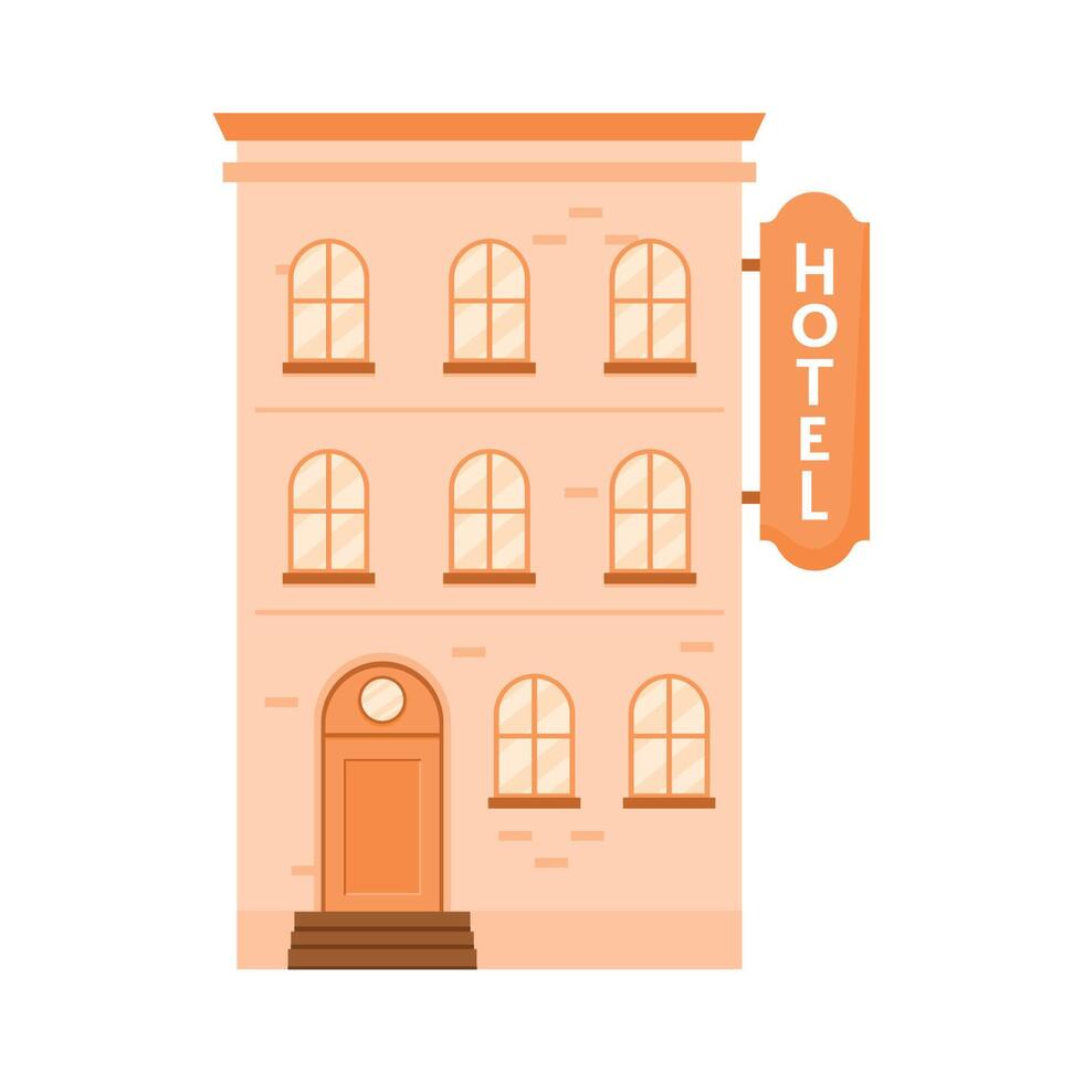 oranje hotel gebouw facade vector