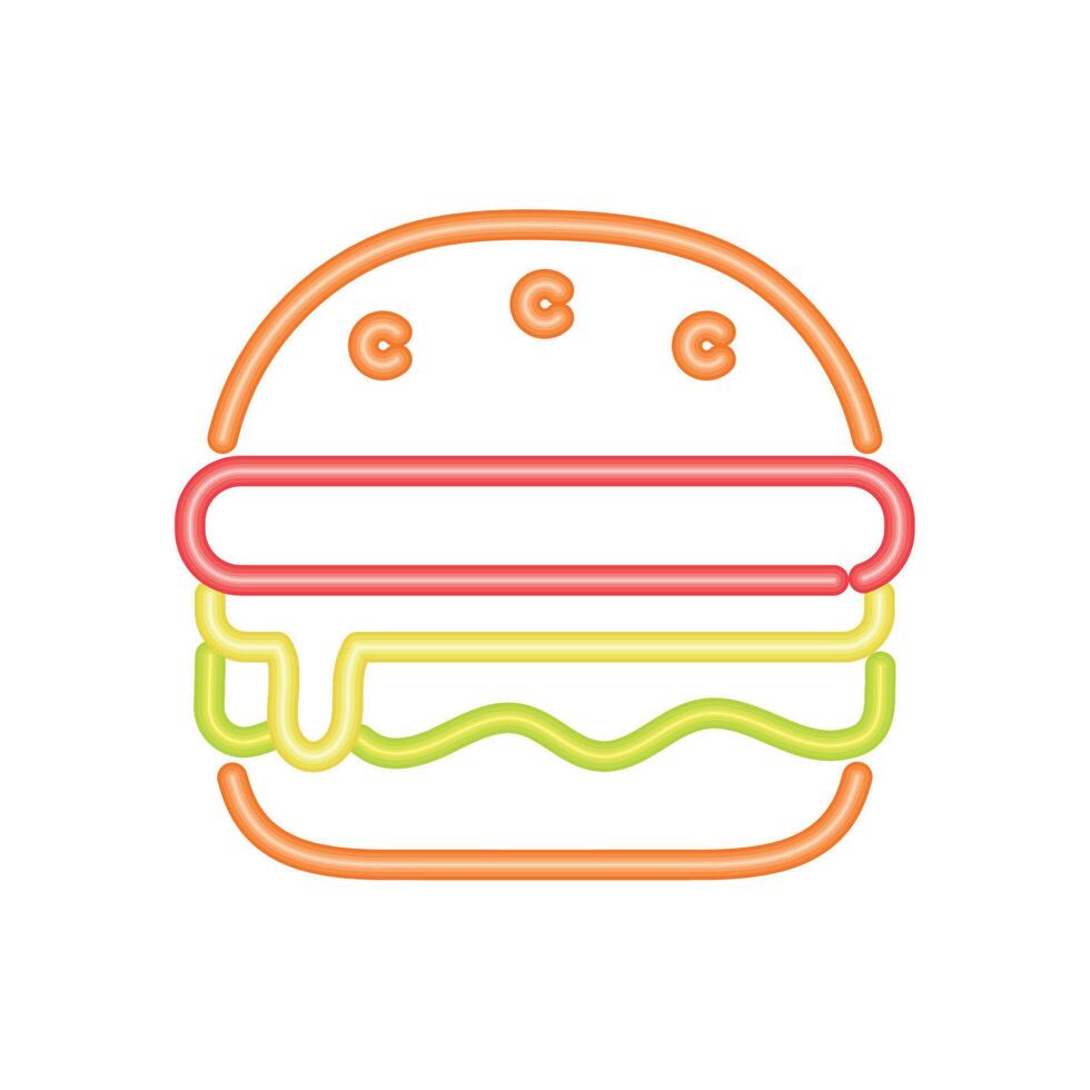 Hamburger neon licht stijl vector