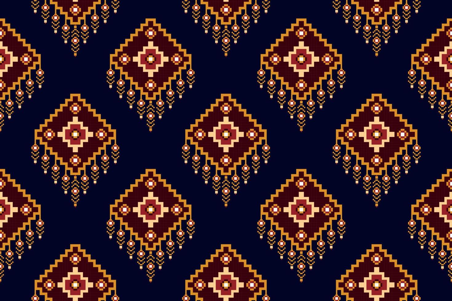 ikat etnisch naadloos patroon ontwerp. aztec kleding stof tapijt boho mandala's textiel decor behang. tribal inheems motief bloem traditioneel borduurwerk vector geïllustreerd achtergrond