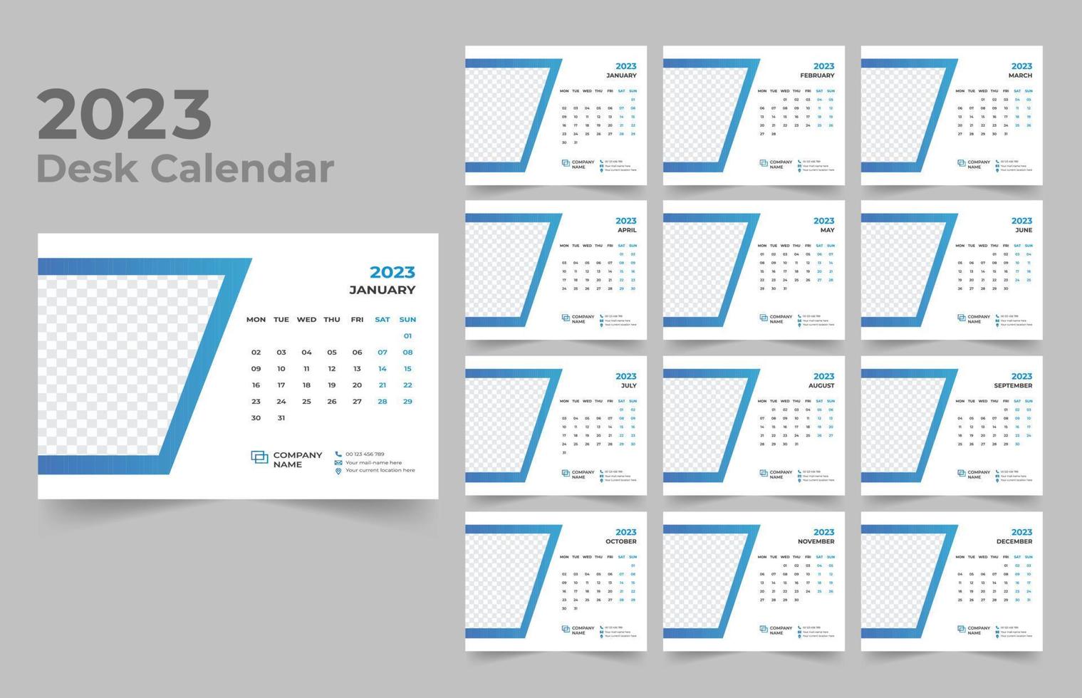 bureau kalender 2023 sjabloon ontwerp vector