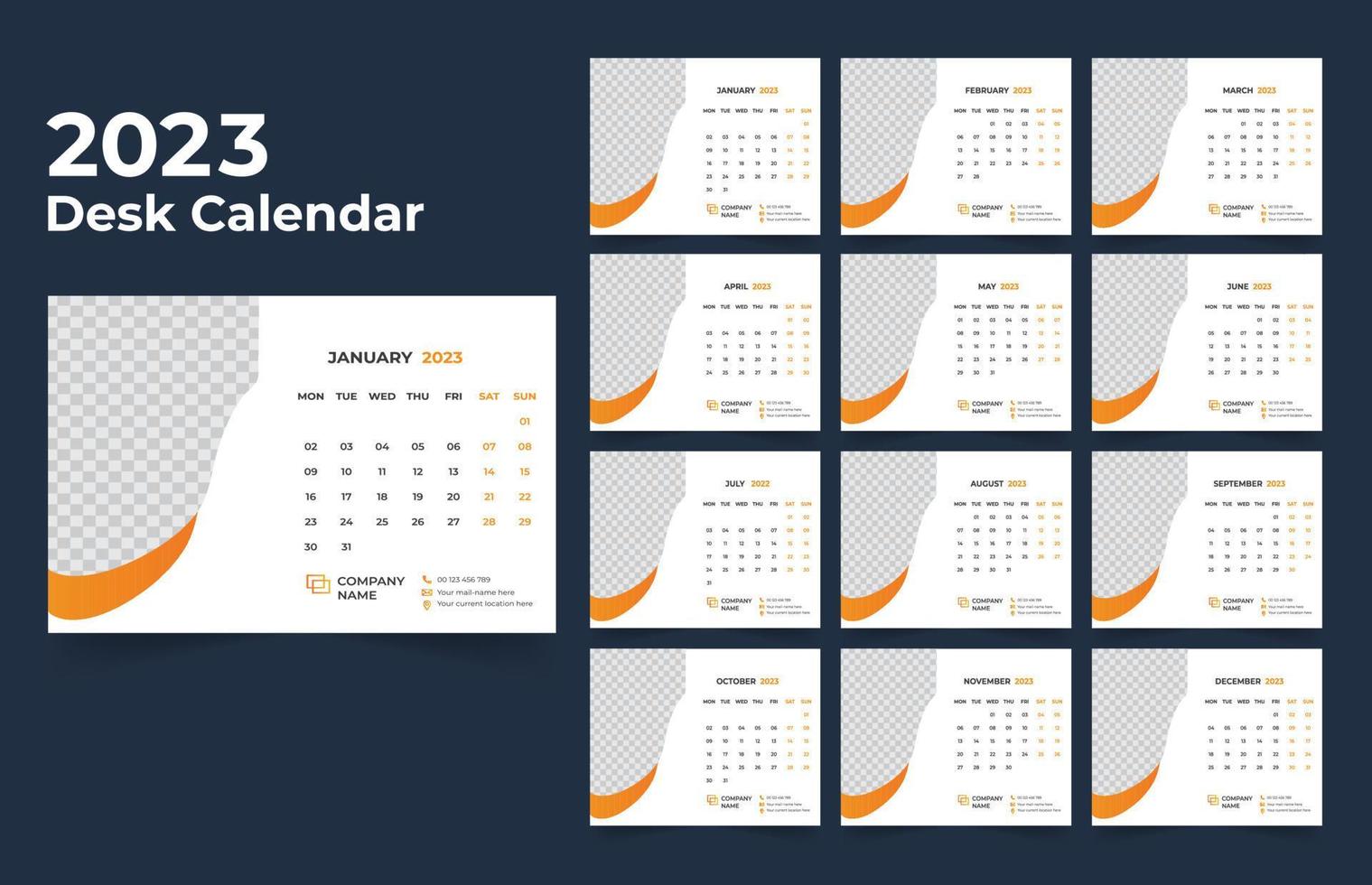 bureau kalender 2023 sjabloon ontwerp vector