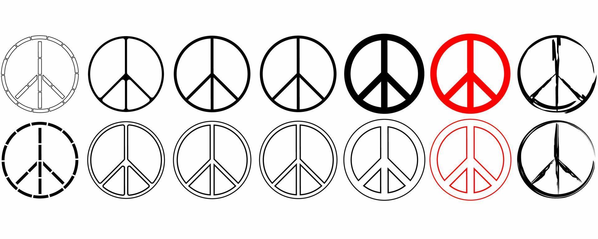 vrede tekens reeks geïsoleerd Aan wit achtergrond vector