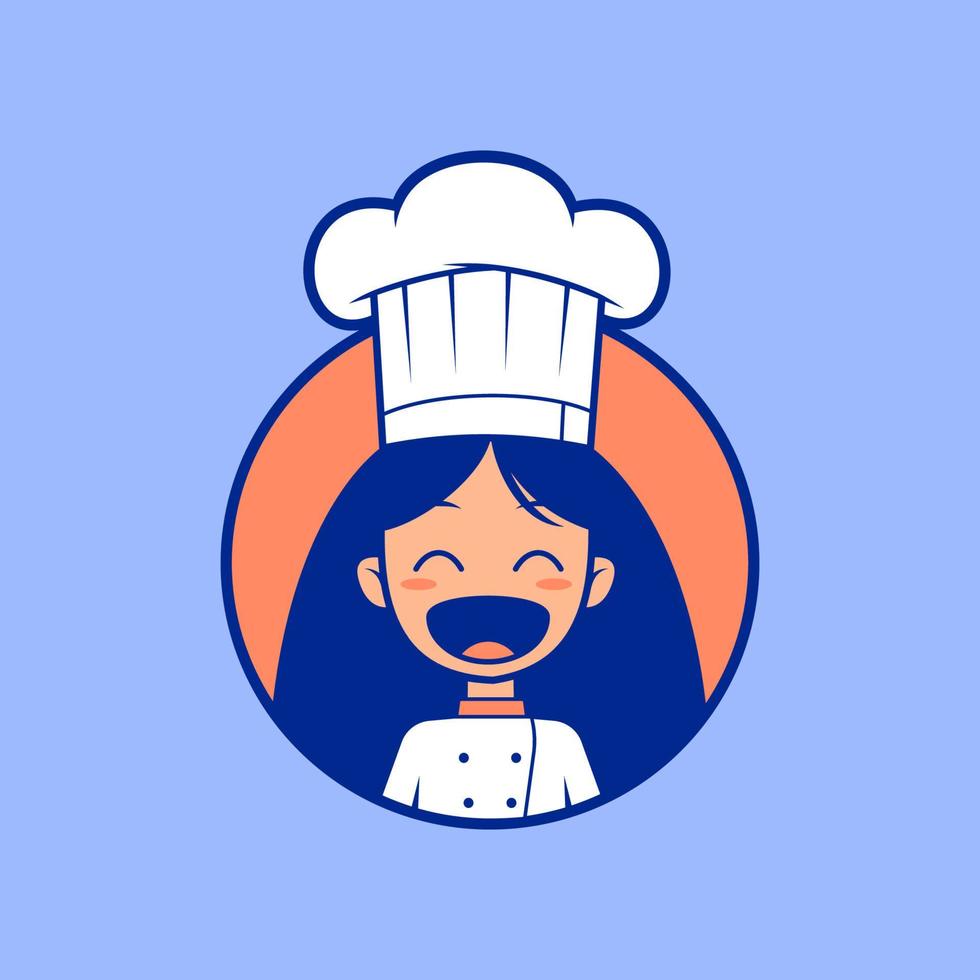 grappig vrouw chef Koken meester tekenfilm embleem logo vector