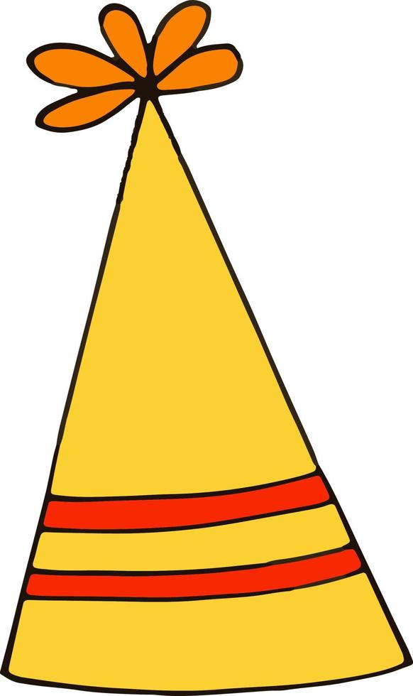 partij hoed met strepen. hand- getrokken tekening stijl. , minimalisme, trending kleur geel, oranje. feestelijk grappig vector