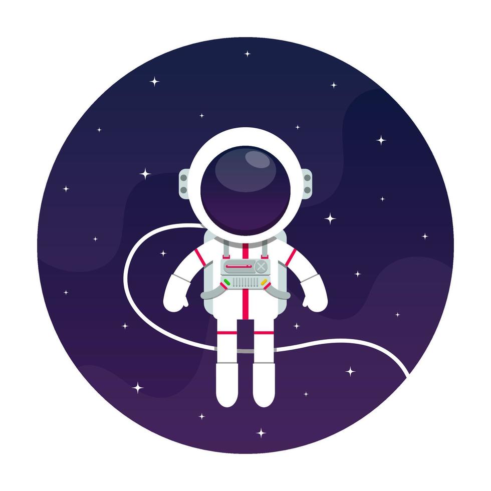 vector illustratie van de astronaut is drijvend in een mooi ruimte gevulde met sterren