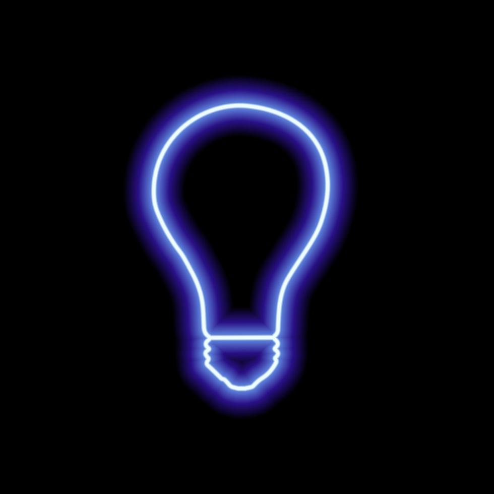 gemakkelijk neon blauw licht lamp schets Aan zwart achtergrond. vector illustratie