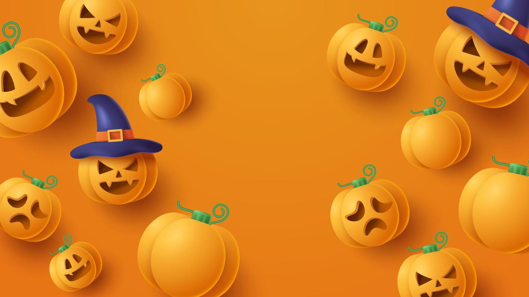 halloween uitverkoop banier met eng element achtergrond. vector 3d illustratie