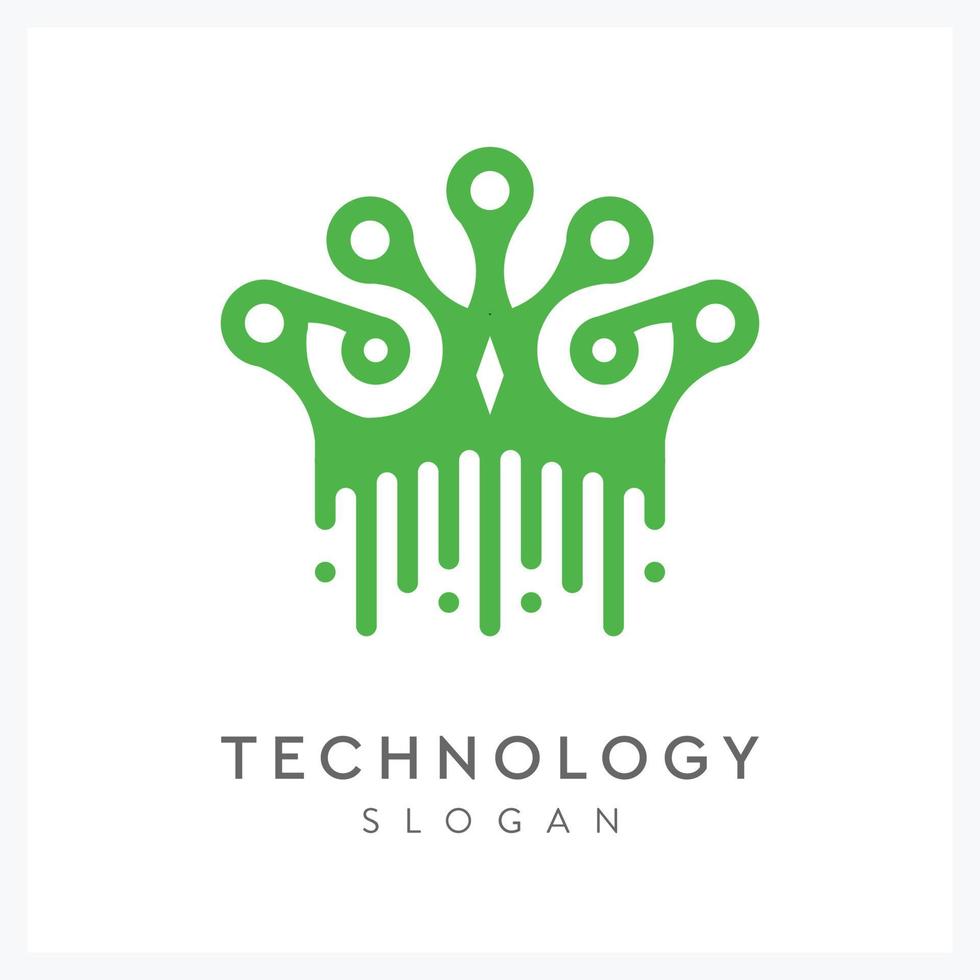 uil en kroon technologie logo voor bedrijf vector