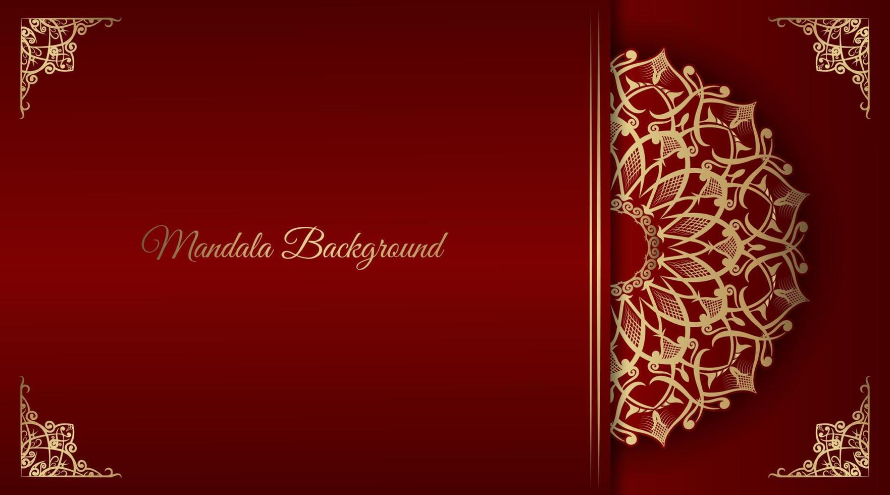 rood luxe achtergrond, met goud mandala ornament vector