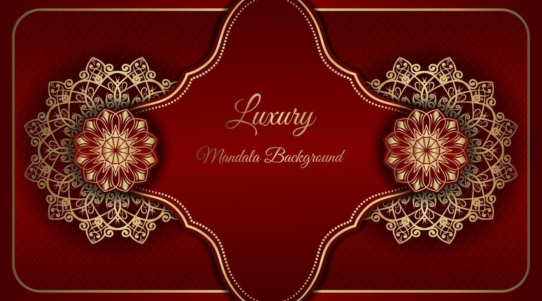 rood luxe achtergrond met goud mandala ornament vector ontwerp