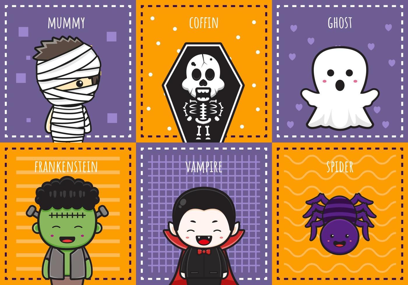 leuke halloween karakter achtergrond banner cartoon afbeelding vector