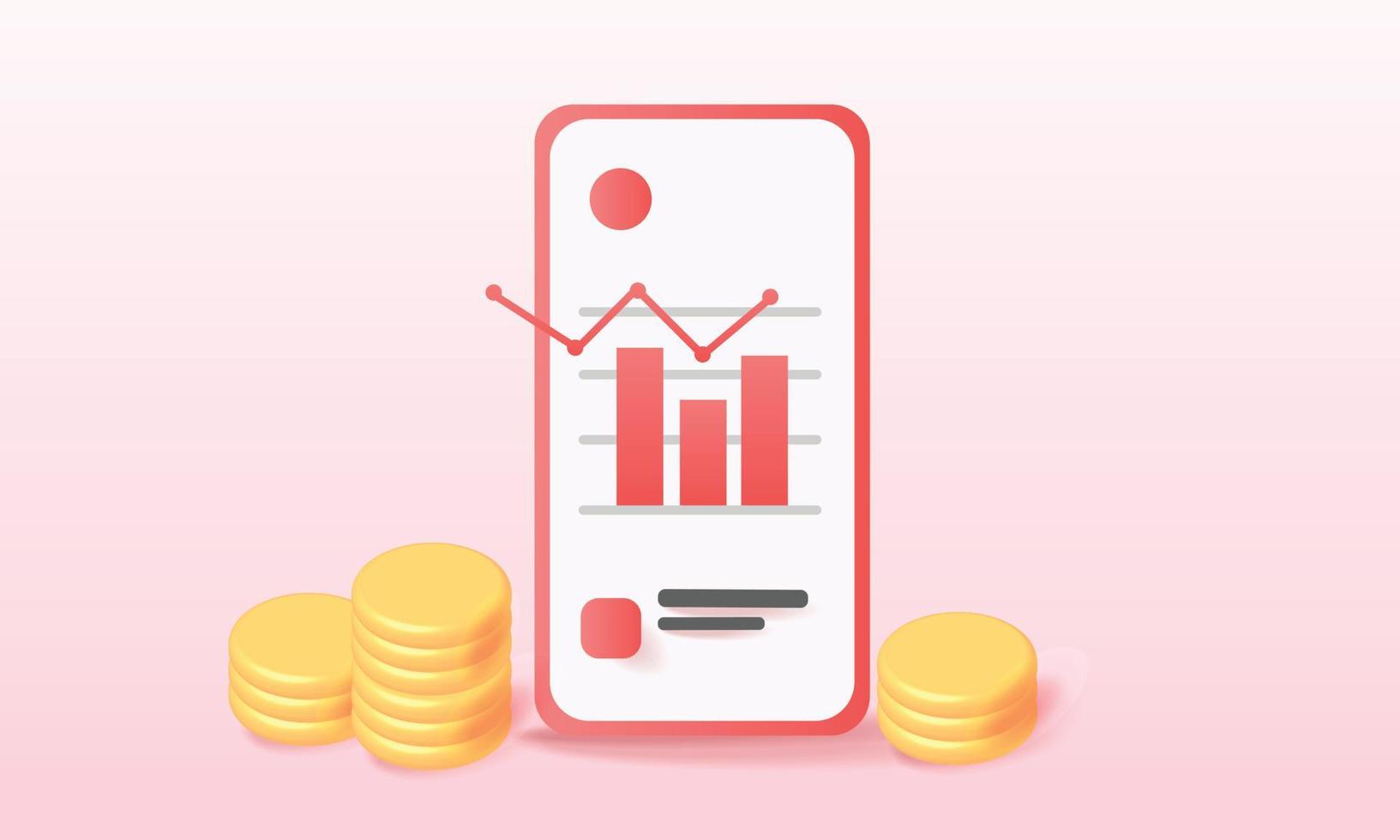 telefoon en atatistisch teken analyse winst diagram groei diagram economie gegevens 3d vector bedrijf