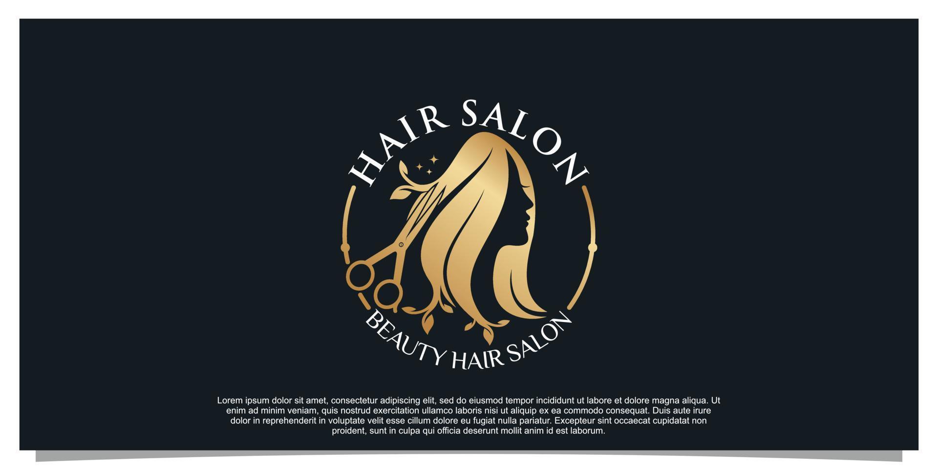 schoonheid haar- salon logo ontwerp voor bedrijf met gouden helling kleur concept premie vector 1