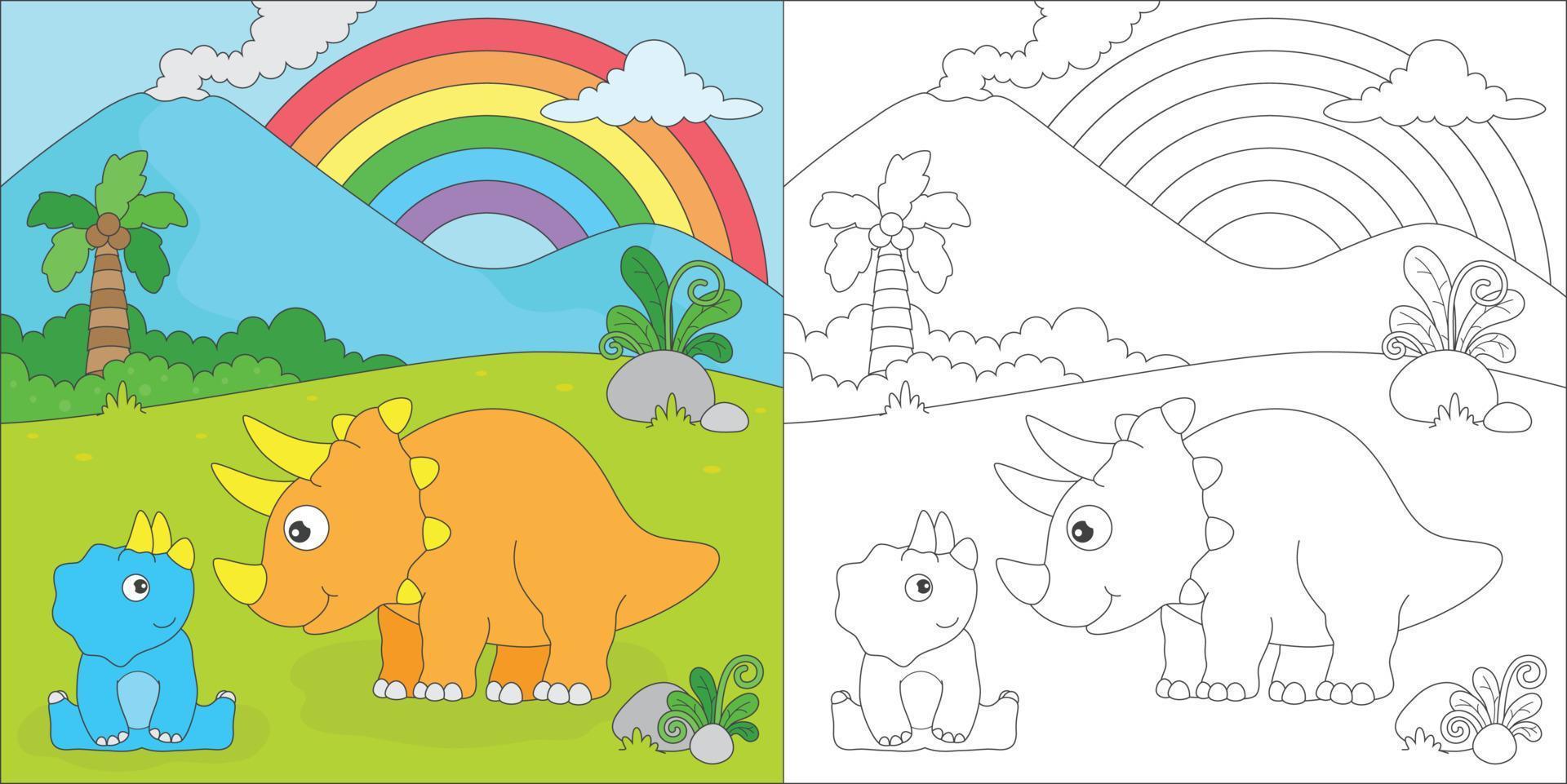 kleur triceratops voor kinderen werkzaamheid vector