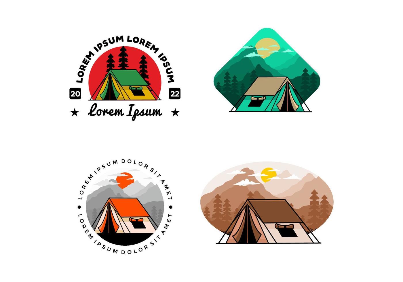 dubbele laag tent vlak illustratie insigne ontwerp vector