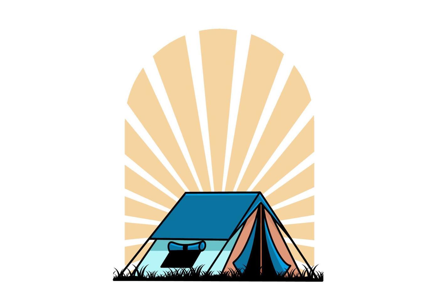 dubbele laag tent vlak illustratie insigne ontwerp vector