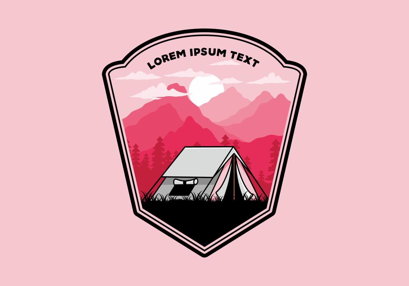 dubbele laag tent vlak illustratie insigne ontwerp vector