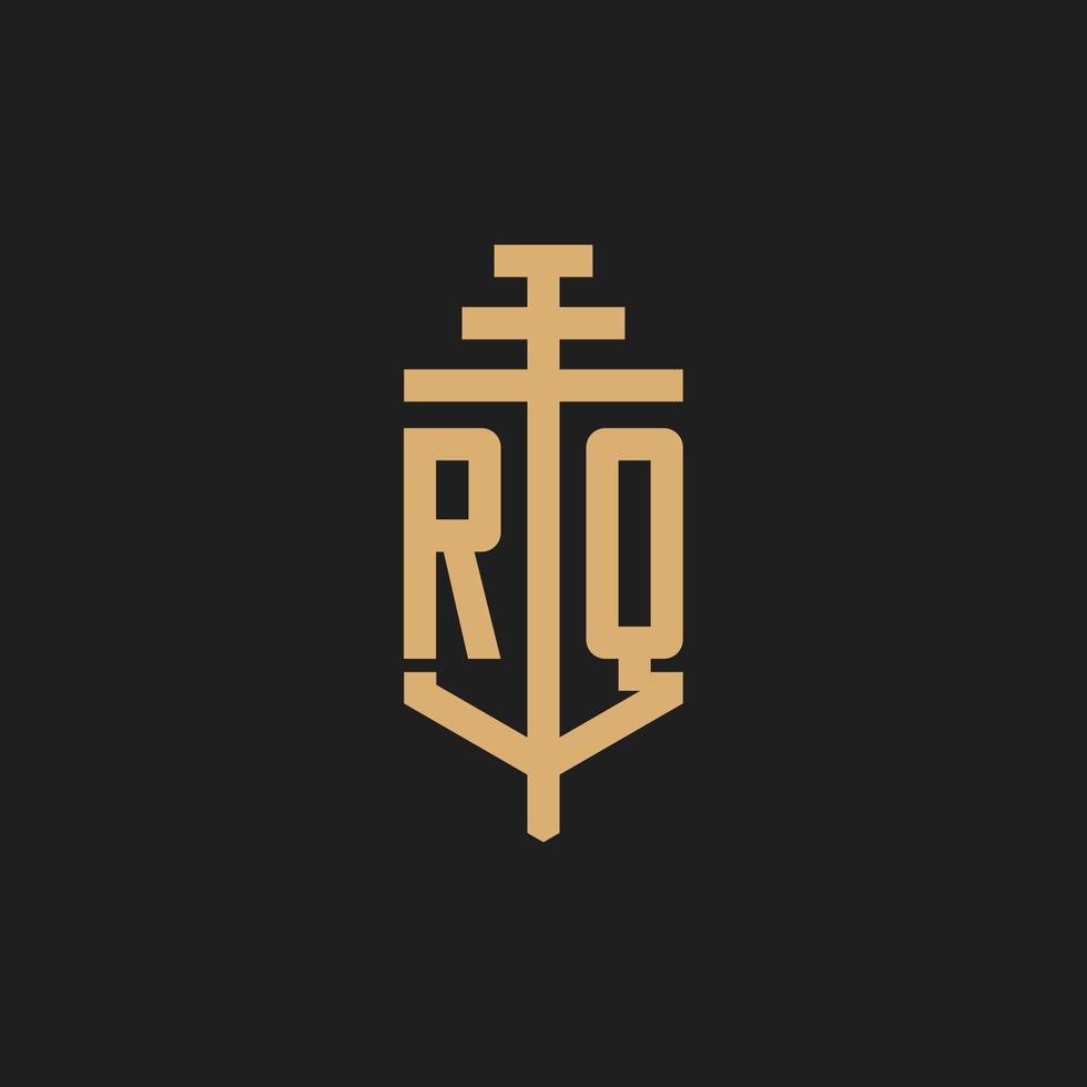rq eerste logo monogram met pijler pictogram ontwerp vector