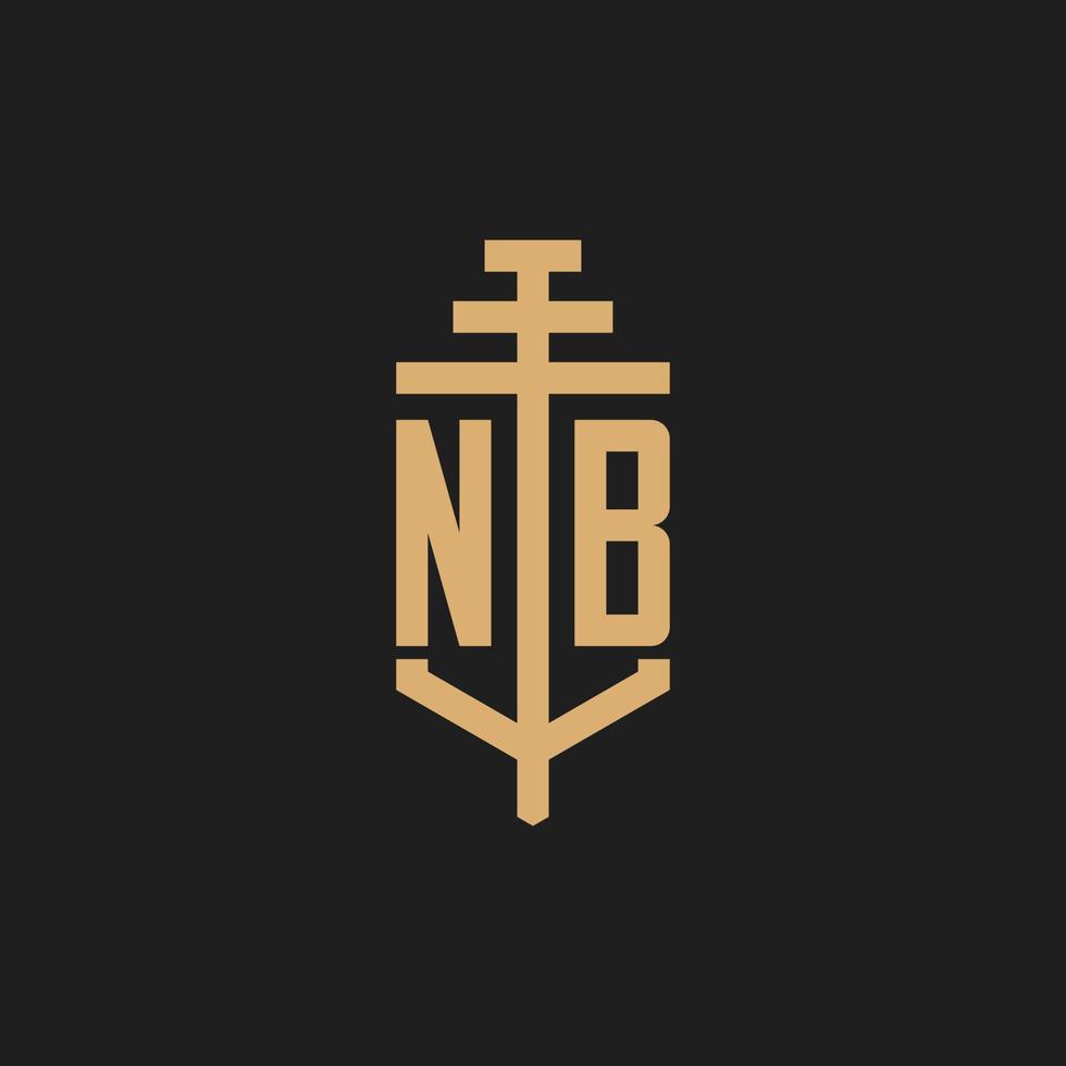 nb eerste logo monogram met pijler pictogram ontwerp vector