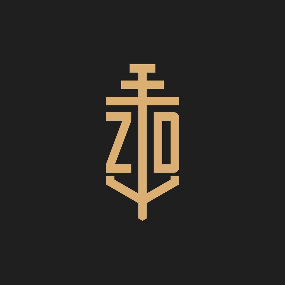 zd eerste logo monogram met pijler pictogram ontwerp vector